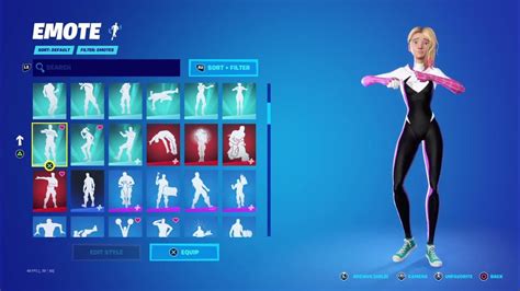 Fortnite Battle Royale: Gwen Stacy Showcased With Emotes.